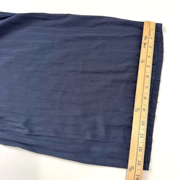 Loft Navy Satin Silky Flutter Sleeve Wide Leg Jumpsuit Sz 8 Contemporary Modern - Picture 16 of 16